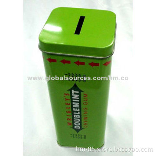 Container box with coin hole on the lid, can be used for cash box or promotional item choice
